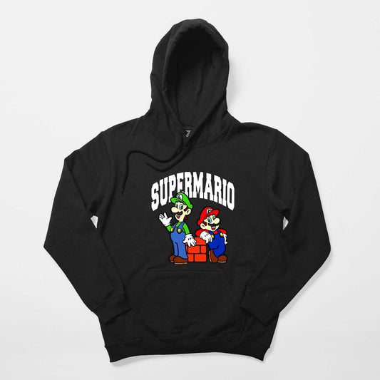 Süper Mario Siyah Kapşonlu Sweatshirt Hoodie
