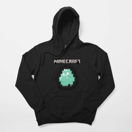 Minecraft Diamond Cave Siyah Kapşonlu Sweatshirt Hoodie