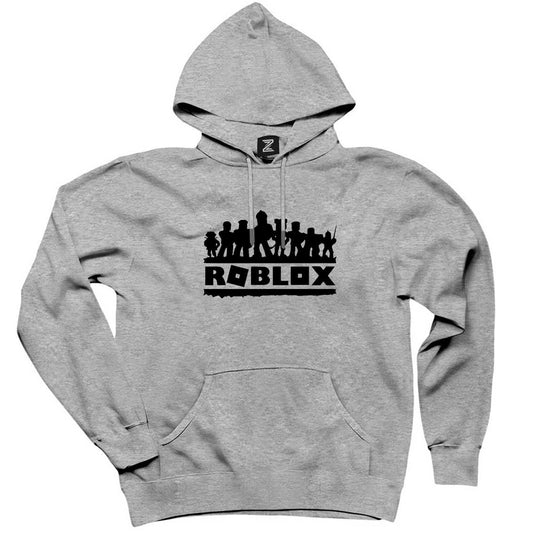 Roblox Text Gri Kapşonlu Sweatshirt Hoodie