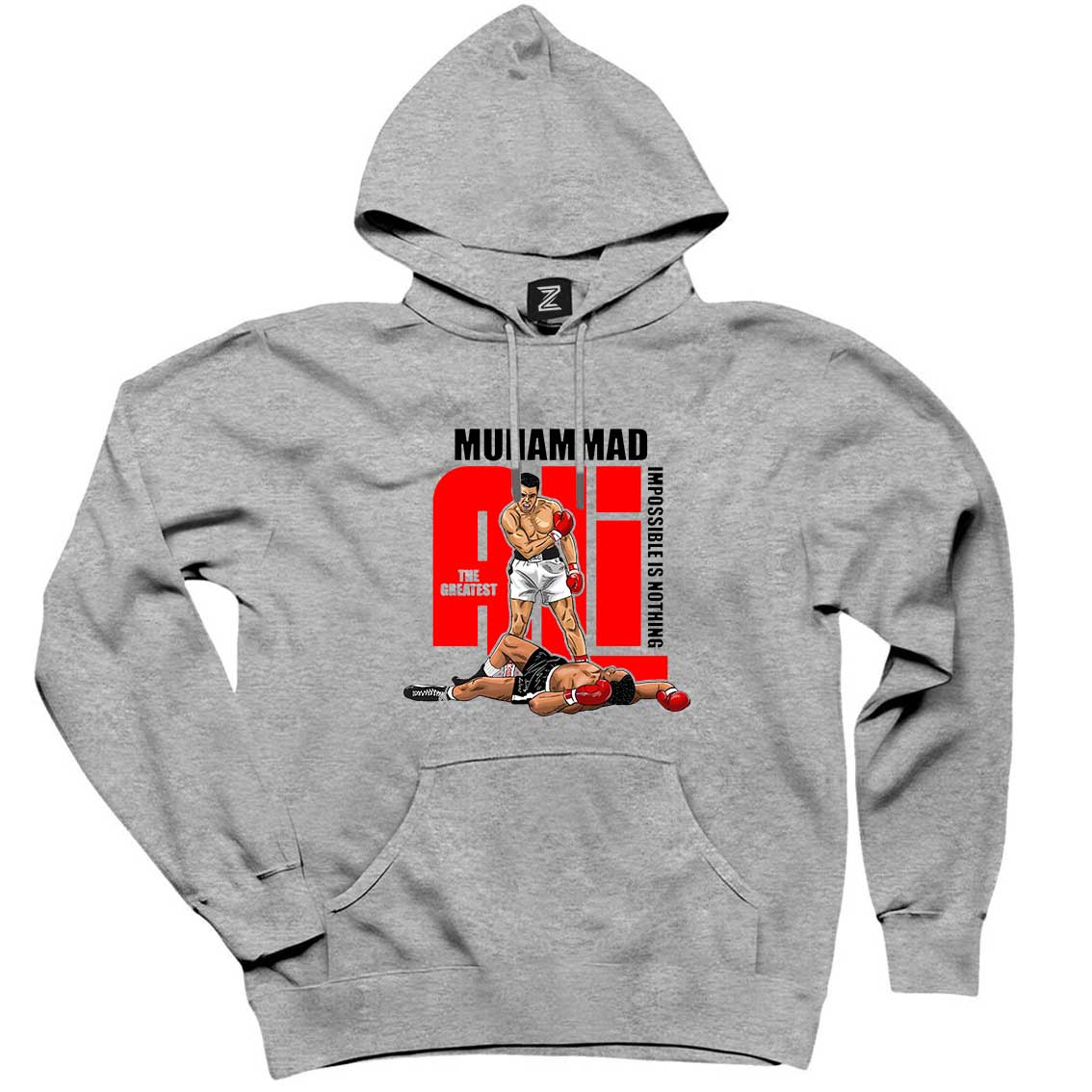 Muhammad Ali The Greatest Gri Kapşonlu Sweatshirt Hoodie