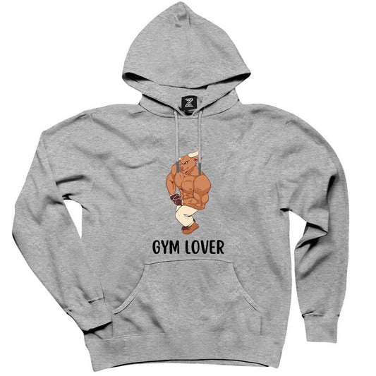 Gym Love Boğa Gri Kapşonlu Sweatshirt Hoodie