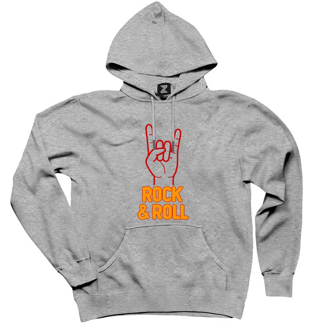 Rock Roll Gri Kapşonlu Sweatshirt Hoodie