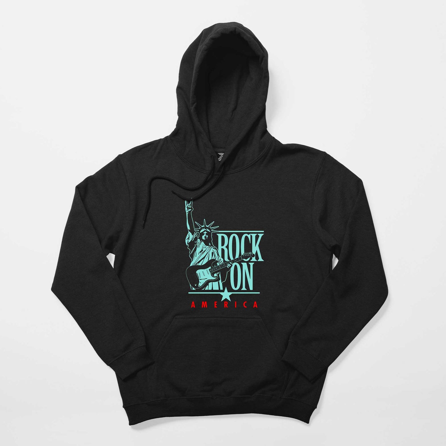 Rock On America Siyah Kapşonlu Sweatshirt Hoodie