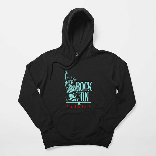Rock On America Siyah Kapşonlu Sweatshirt Hoodie