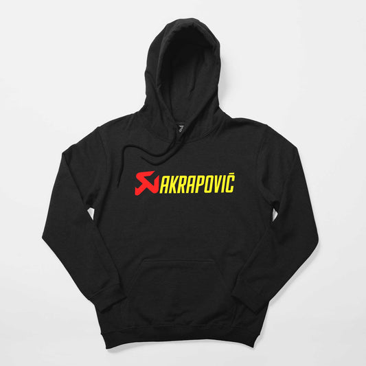 Akrapovic Logo Text Siyah Kapşonlu Sweatshirt Hoodie