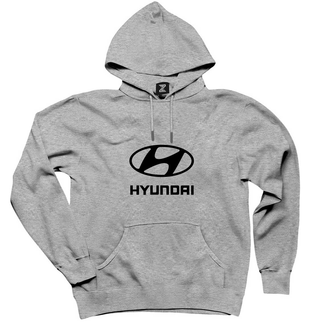 Hyundai Black Logo Gri Kapşonlu Sweatshirt Hoodie