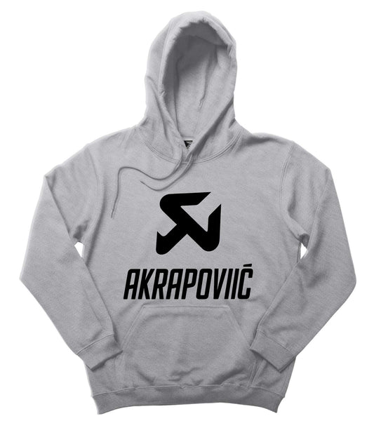 Akrapovic Black Logo Gri Kapşonlu Sweatshirt Hoodie