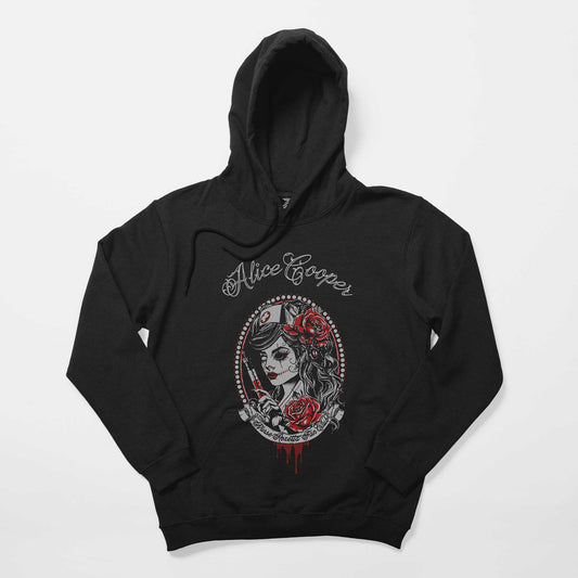 Alice Cooper Nurse Rozetta Fan Club Siyah Kapşonlu Sweatshirt Hoodie