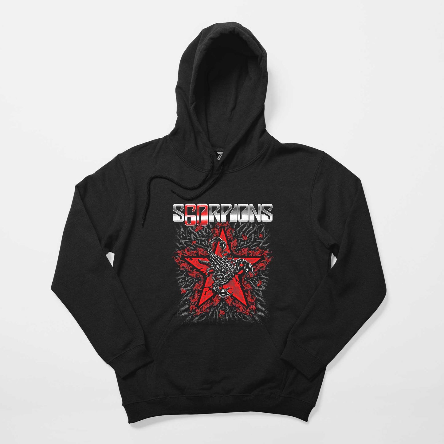 Scorpions Red Star Siyah Kapşonlu Sweatshirt Hoodie