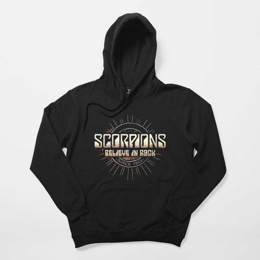 Scorpions Believe In Rock Siyah Kapşonlu Sweatshirt Hoodie