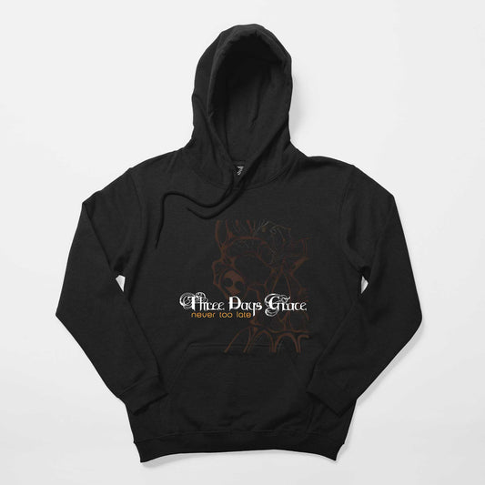 Three Days Grace Never Too Late Siyah Kapşonlu Sweatshirt Hoodie