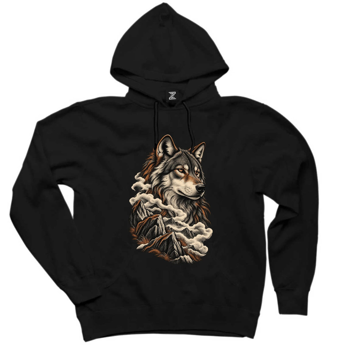 Sisli Zirve Bozkurt Siyah Kapşonlu Sweatshirt Hoodie