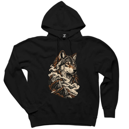 Sisli Zirve Bozkurt Siyah Kapşonlu Sweatshirt Hoodie