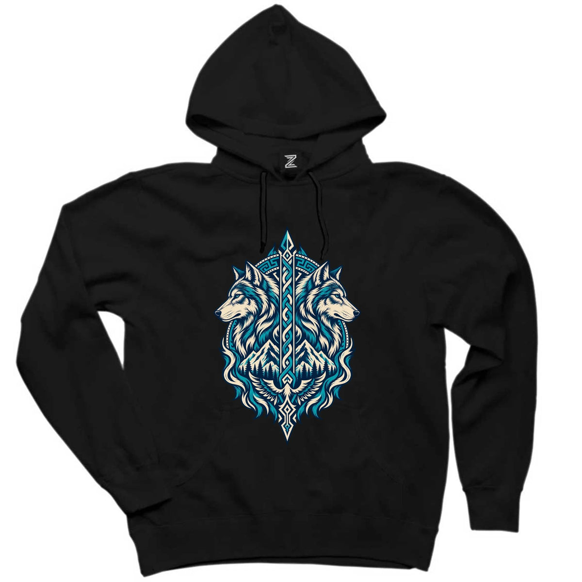 Gözcü Bozkurtlar Siyah Kapşonlu Sweatshirt Hoodie