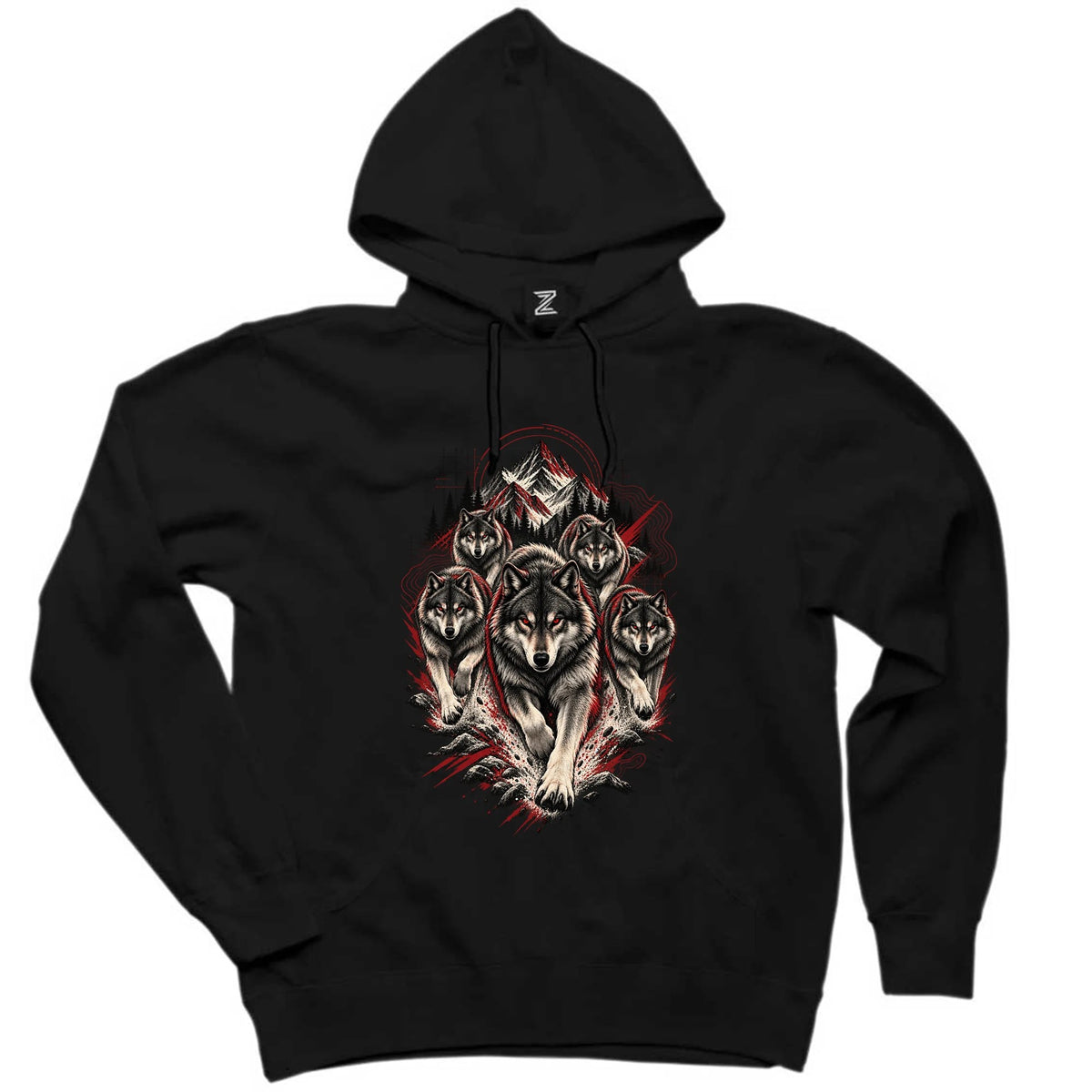 Bozkurt Öncü Sürü Siyah Kapşonlu Sweatshirt Hoodie