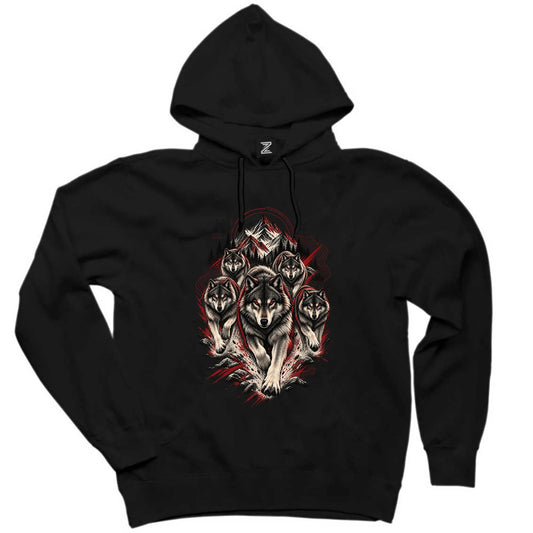 Bozkurt Öncü Sürü Siyah Kapşonlu Sweatshirt Hoodie