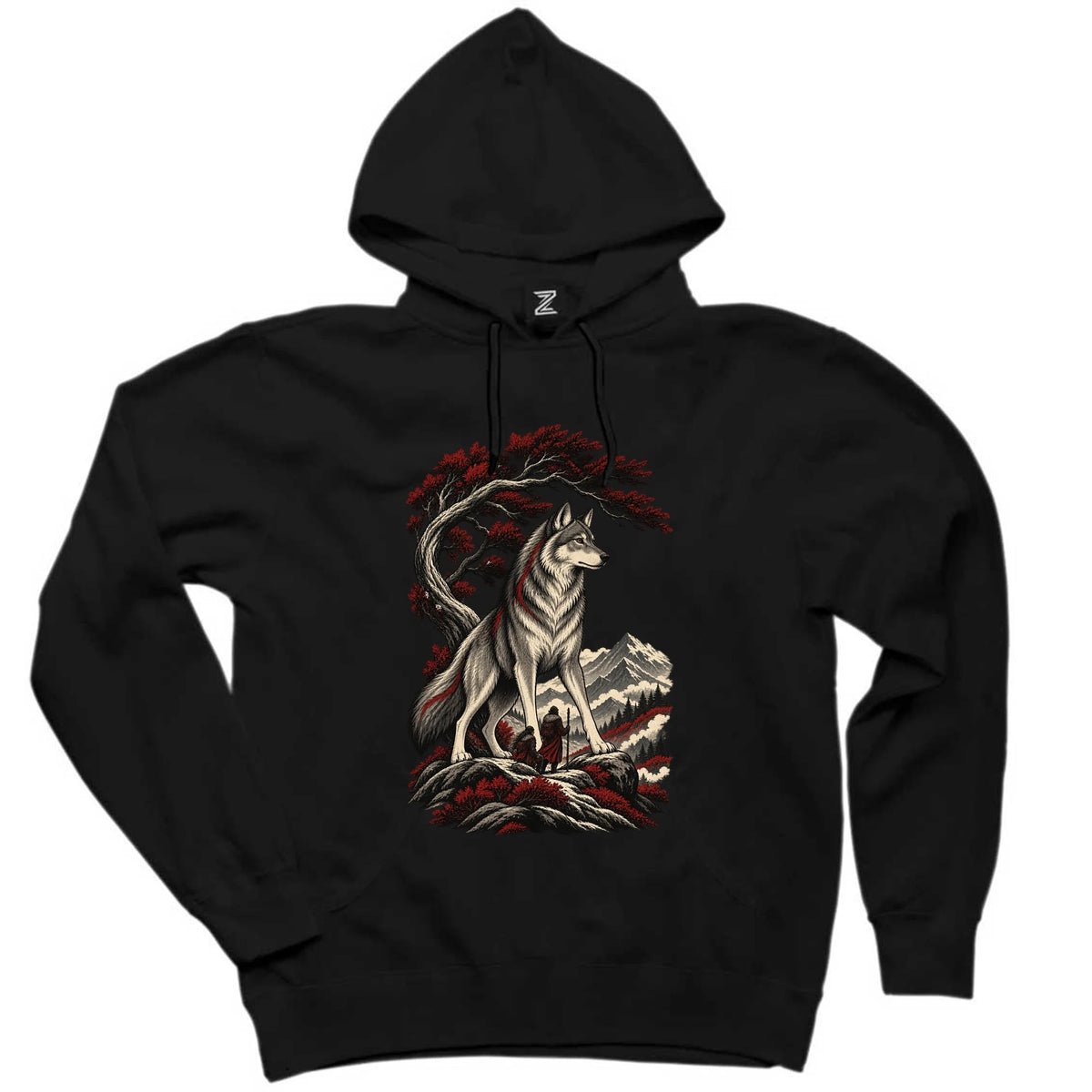 Koruyucu Bozkurt Siyah Kapşonlu Sweatshirt Hoodie