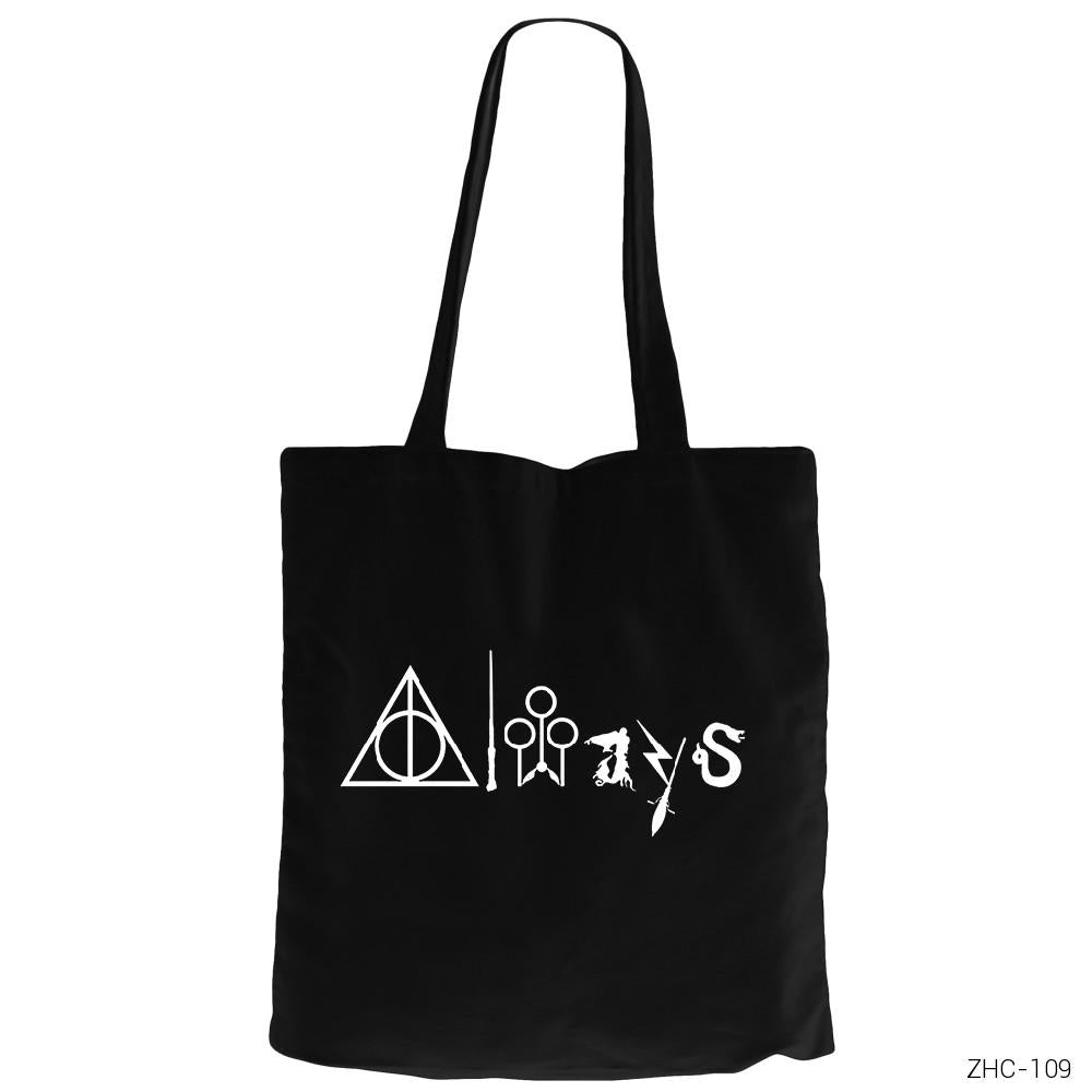 Harry Potter Always Siyah Fermuarlı Bez Çanta Gabardin