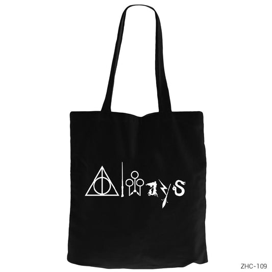 Harry Potter Always Siyah Fermuarlı Bez Çanta Gabardin