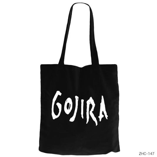 Gojira Logo Siyah Fermuarlı Bez Çanta Gabardin