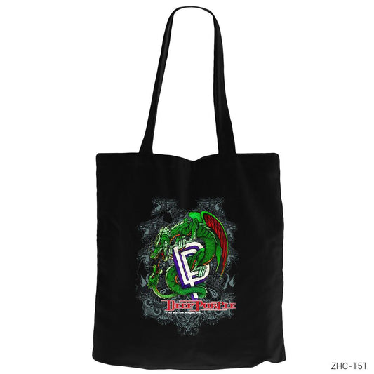 Deep Purple War Siyah Fermuarlı Bez Çanta Gabardin