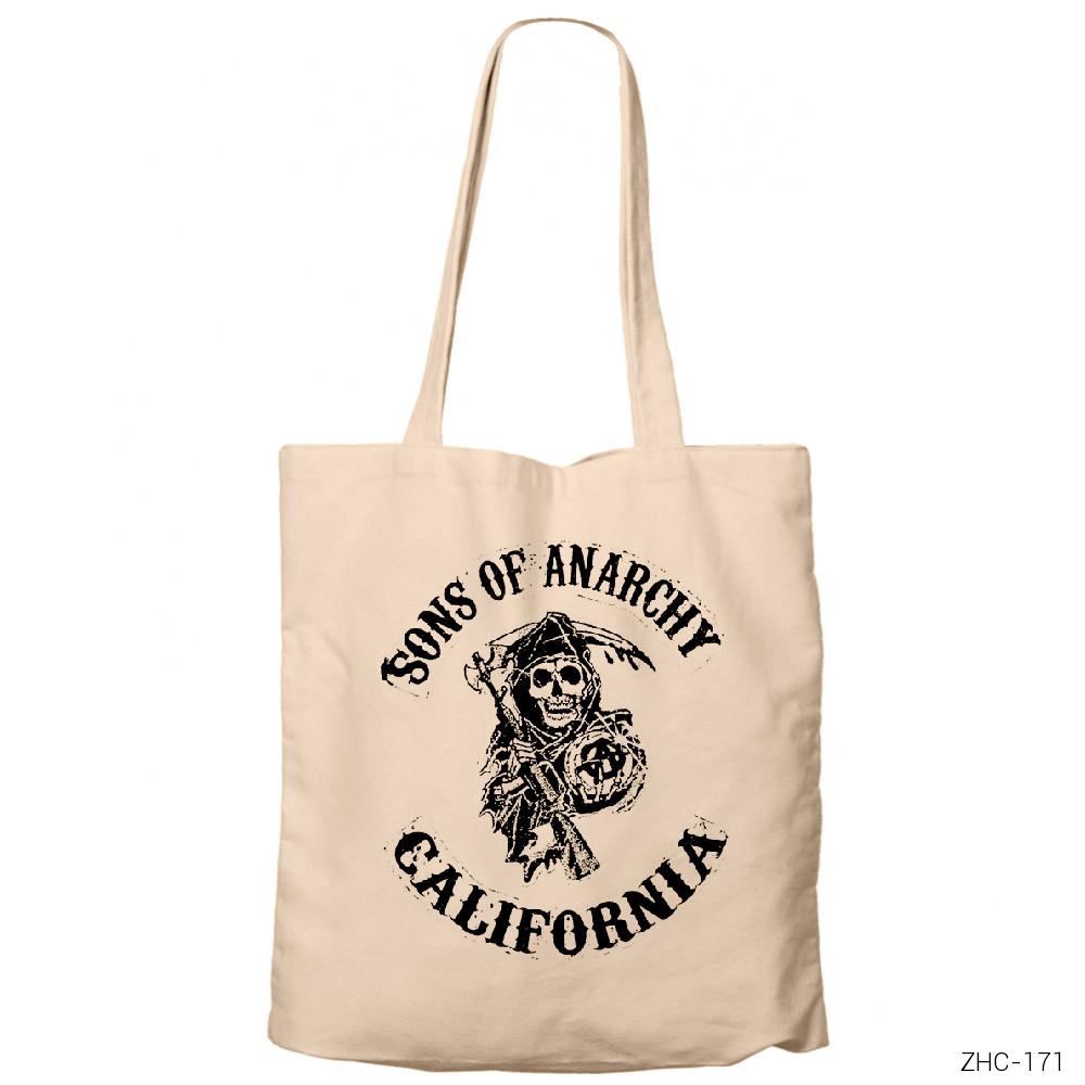Sons Of Anarchy California Krem Fermuarlı Bez Çanta Gabardin