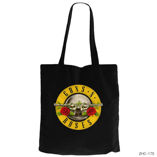 Guns n Roses Siyah Fermuarlı Bez Çanta Gabardin