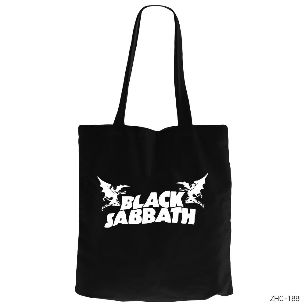 Black Sabbath Siyah Fermuarlı Bez Çanta Gabardin