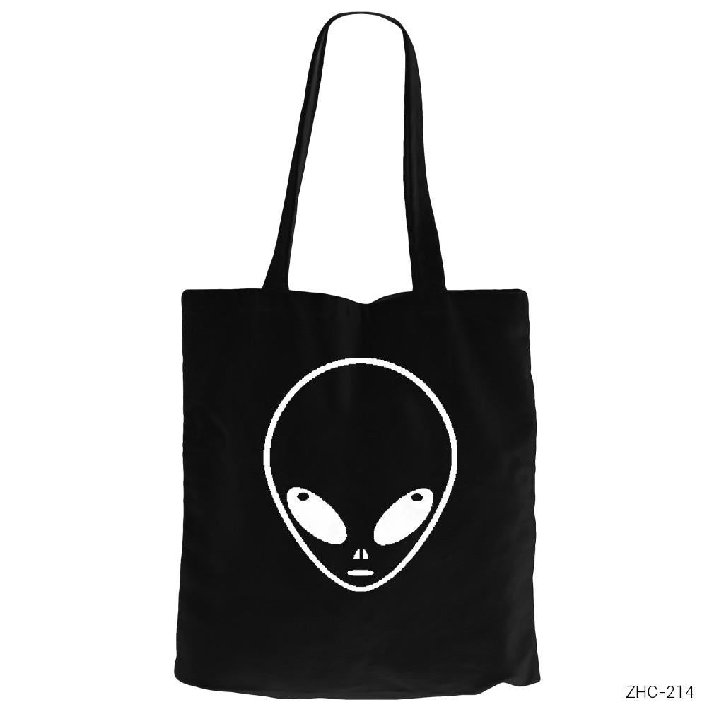 Alien Siyah Fermuarlı Bez Çanta Gabardin