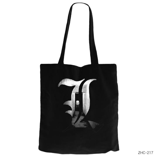 Death Note L Siyah Fermuarlı Bez Çanta Gabardin