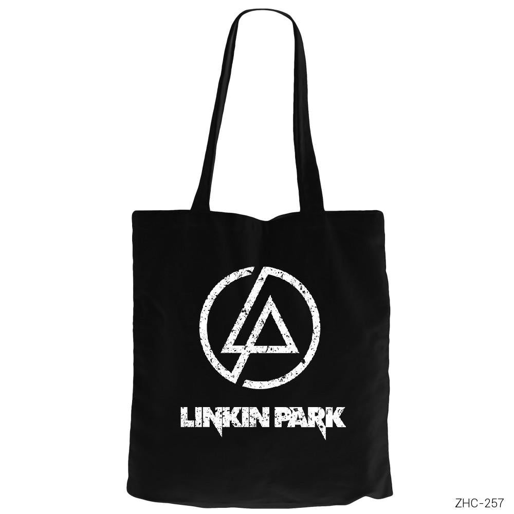 Linkin Park Logo Siyah Fermuarlı Bez Çanta Gabardin