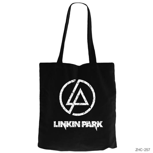 Linkin Park Logo Siyah Fermuarlı Bez Çanta Gabardin