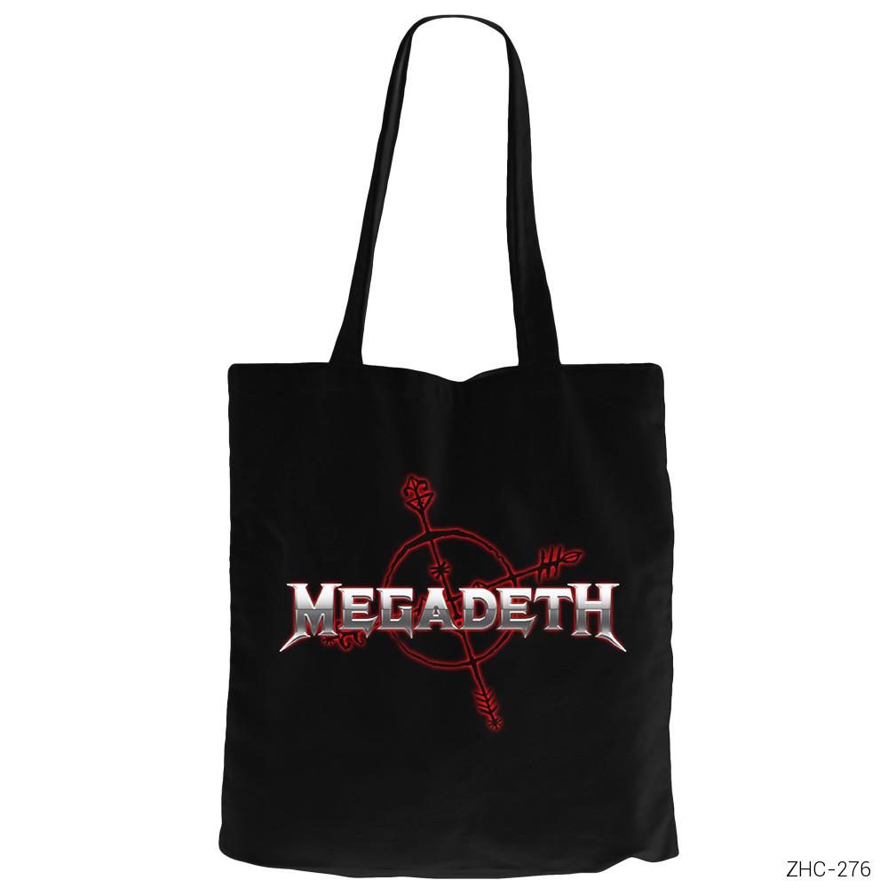 Megadeth Cryptic Siyah Fermuarlı Bez Çanta Gabardin