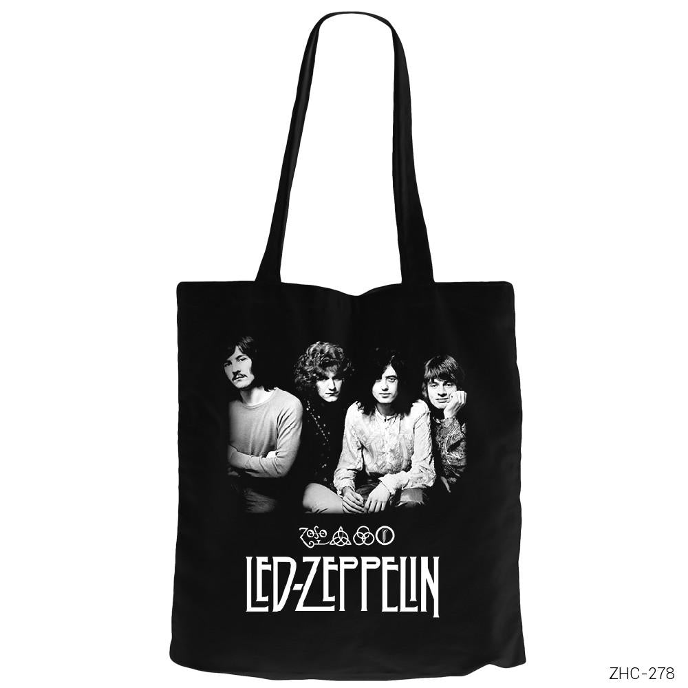 Led Zeppelin Group Siyah Fermuarlı Bez Çanta Gabardin