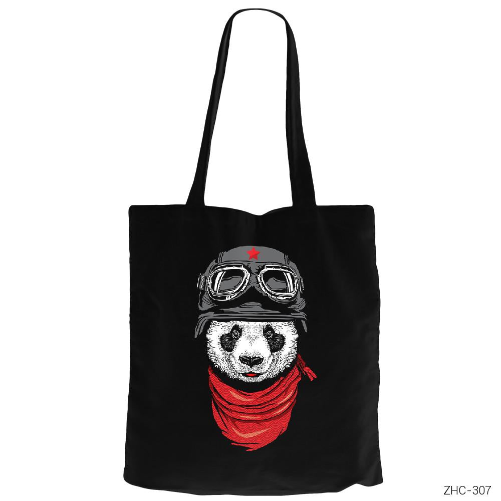 Panda Pilot Siyah Kanvas Bez Çanta