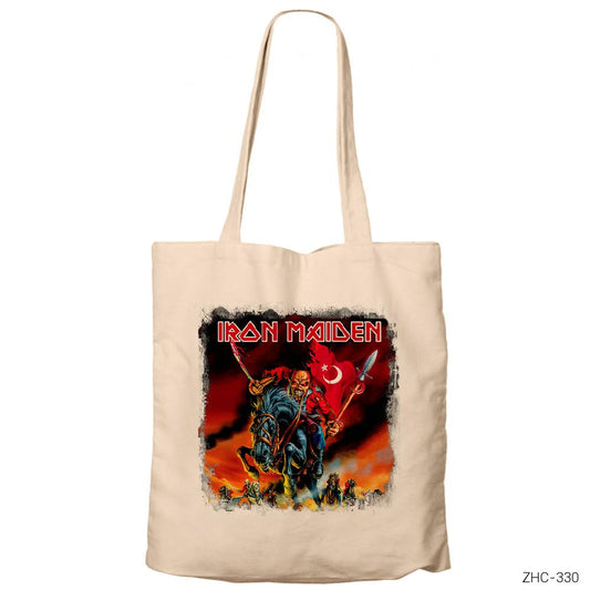 Iron Maiden Turk Krem Fermuarlı Bez Çanta Gabardin