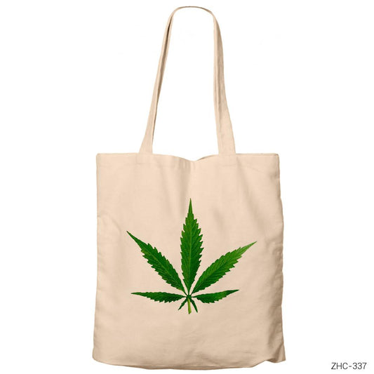 Marijuana Krem Fermuarlı Bez Çanta Gabardin