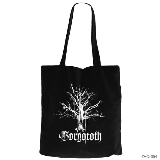 Gorgoroth Siyah Fermuarlı Bez Çanta Gabardin
