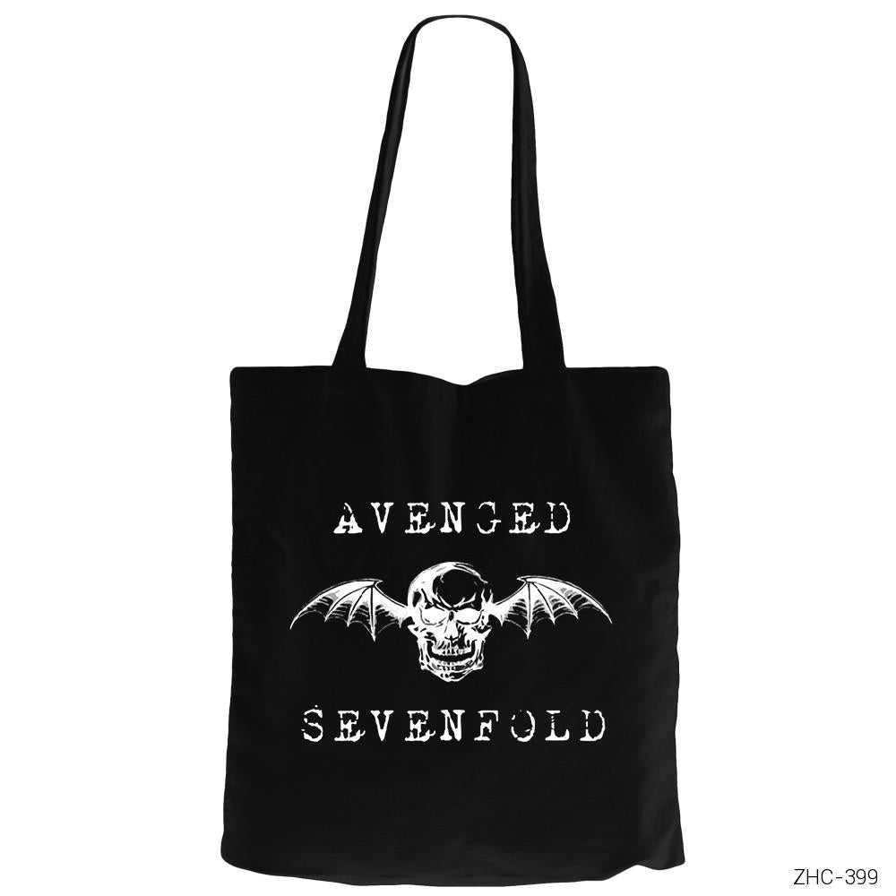 Avenged Sevenfold Skull Siyah Fermuarlı Bez Çanta Gabardin