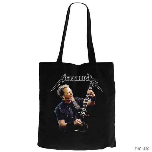 Metallica James Hetfield Guitar Siyah Fermuarlı Bez Çanta Gabardin
