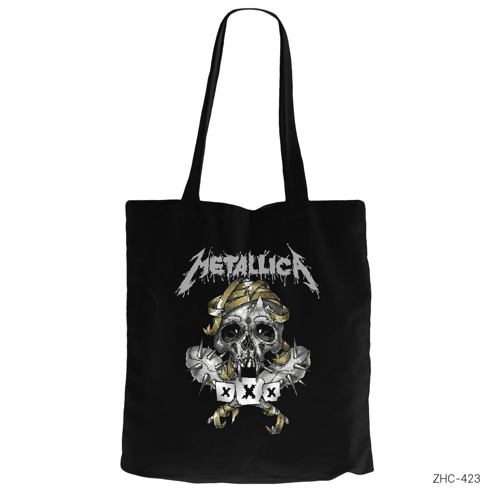 Metallica XXX Siyah Fermuarlı Bez Çanta Gabardin
