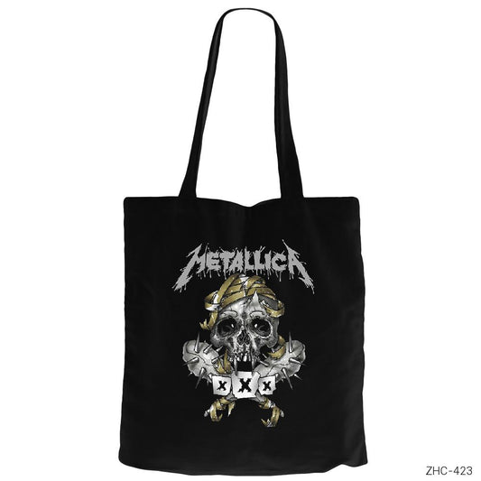 Metallica XXX Siyah Fermuarlı Bez Çanta Gabardin