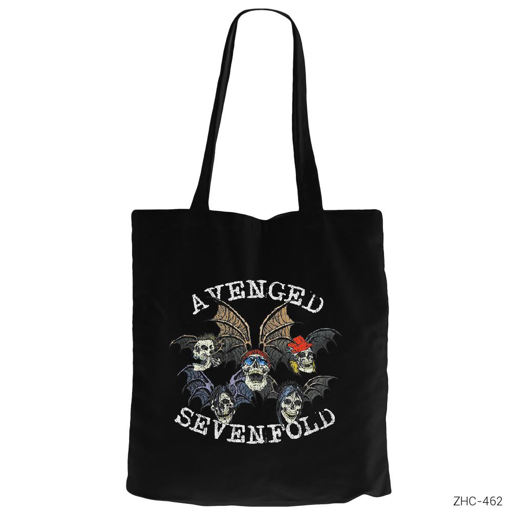 Avenged Sevenfold Skulls Siyah Fermuarlı Bez Çanta Gabardin
