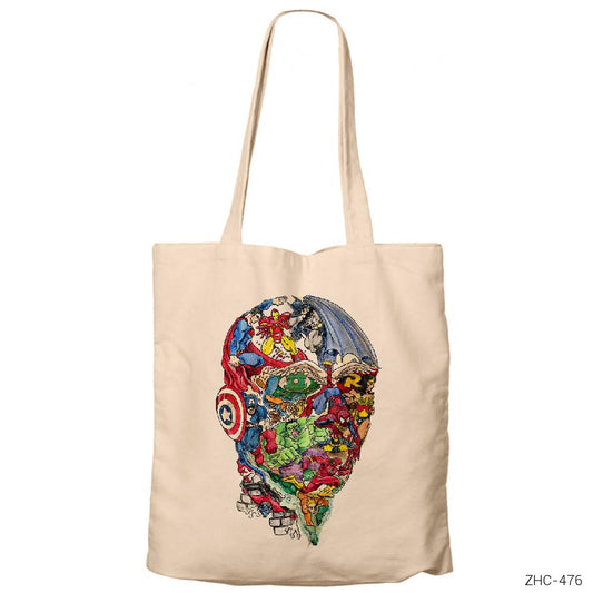 Marvel Krem Fermuarlı Bez Çanta Gabardin