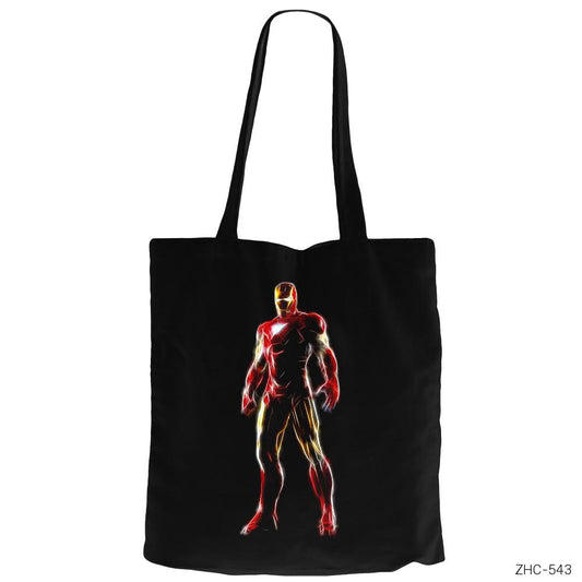Iron Man Neon Siyah Fermuarlı Bez Çanta Gabardin