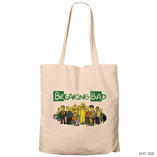 Breaking Bad Simpsons Krem Fermuarlı Bez Çanta Gabardin