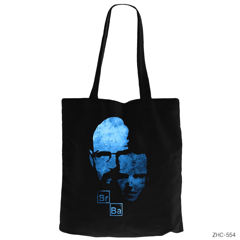 Breaking Bad Blue Sky Walt n Jesse Siyah Fermuarlı Bez Çanta Gabardin