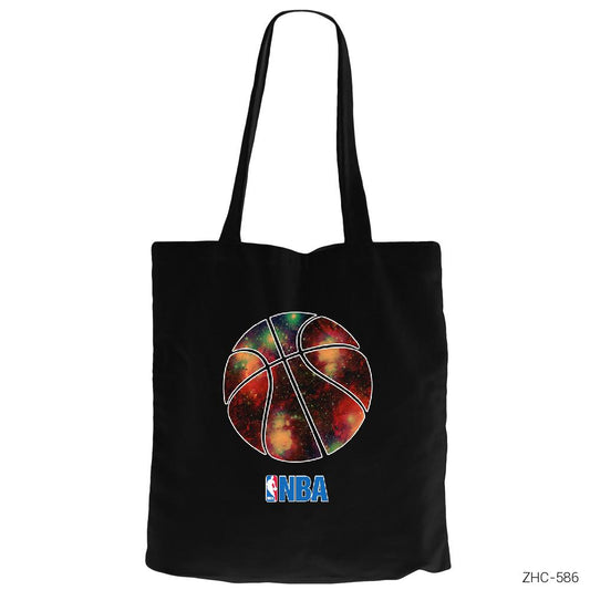 NBA Galaxy Siyah Fermuarlı Bez Çanta Gabardin