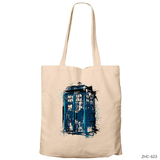 Dr. Who Tardis Splash Krem Fermuarlı Bez Çanta Gabardin