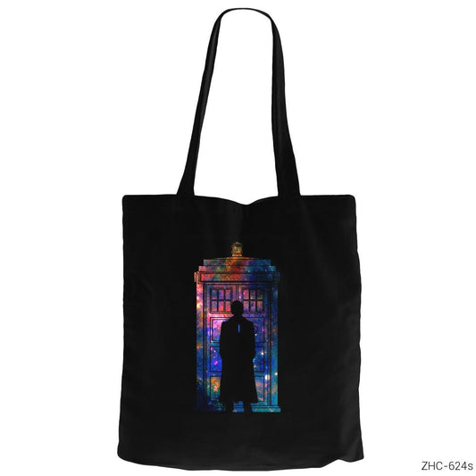 Dr. Who Tardis Space Siyah Fermuarlı Bez Çanta Gabardin
